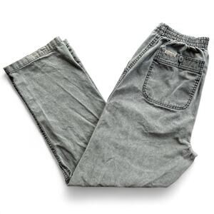 Vintage 80s Weekender Casual Gray Loose Pants Travel Elastic Drawstring Waist